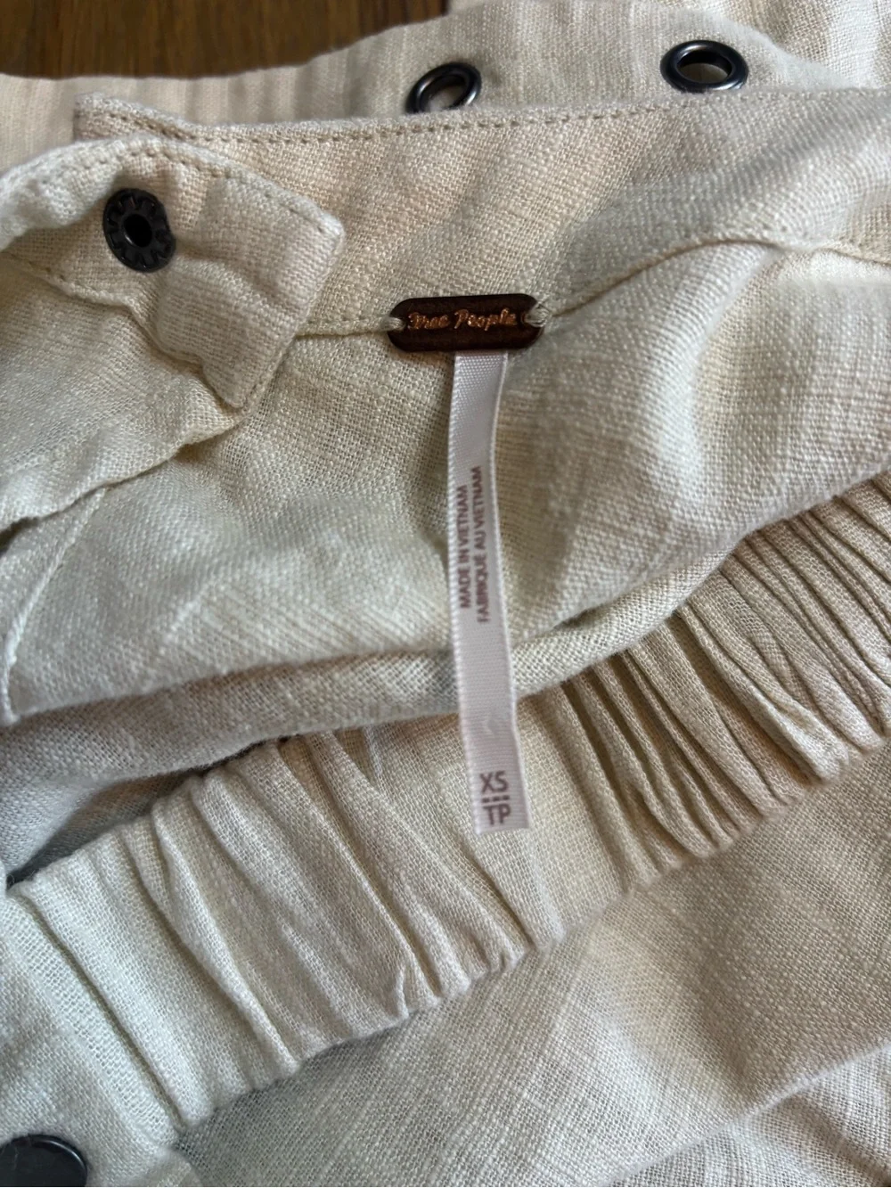 Free People Natural Beige Linen-Blend Strappy Crop Top